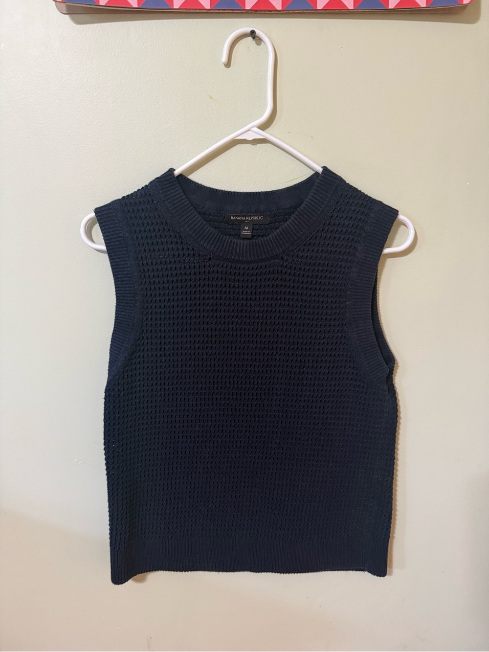 Banana Republic Dark Navy and White Sleeveless Knit Tank